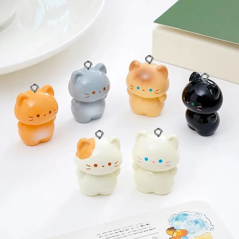 Resin Art Materials Wholesale - 10個入り スイート3D立体子猫レジンチャーム 漫画風シャム猫アニマルペンダント DIYイヤリング、キーホルダー、ジュエリー製作用