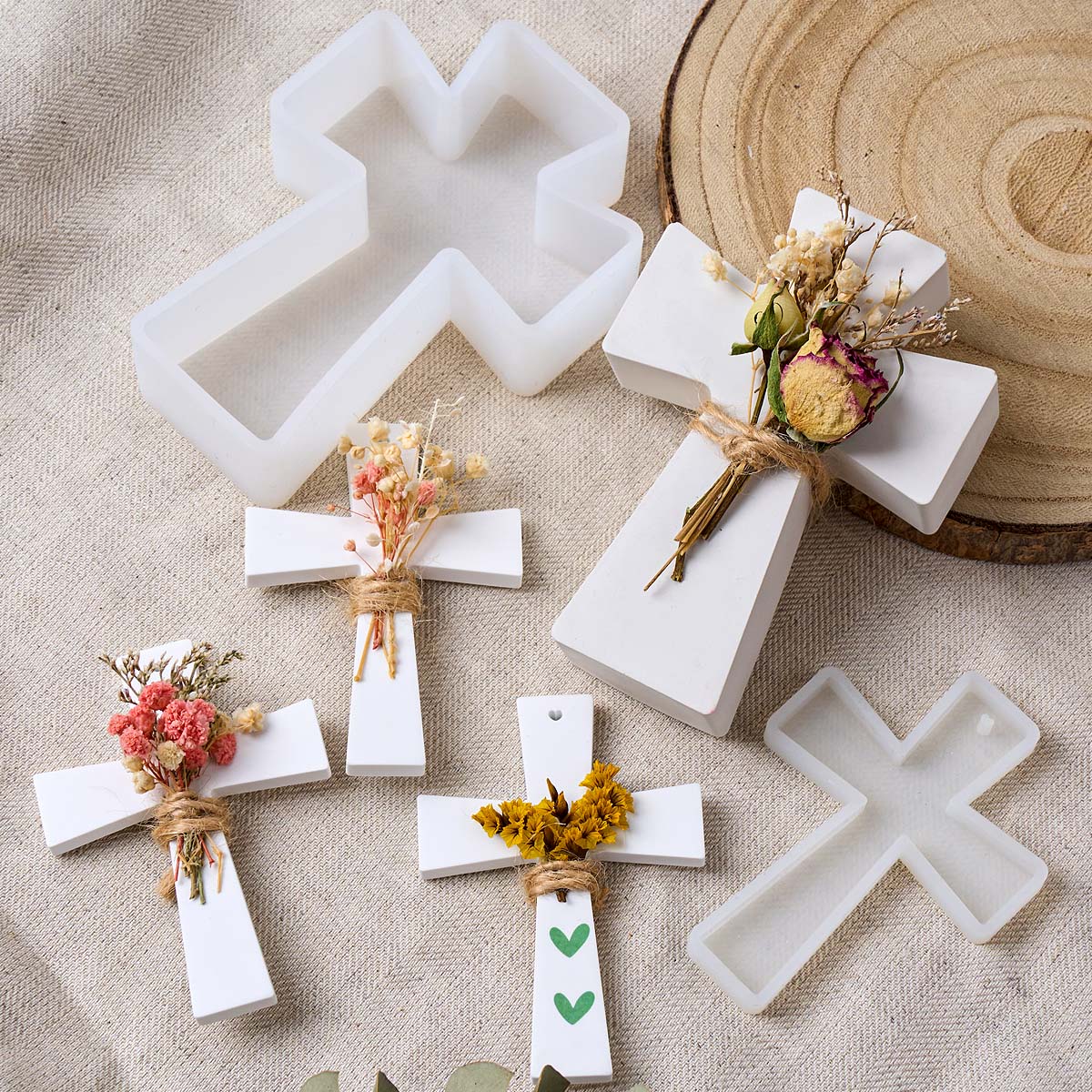 Coaster Mold Square - クロスシリコーンキャンドルモールド DIY クリスマスオーナメントクラフト作成アロマソープ石膏樹脂ペンダント鋳造金型家の装飾