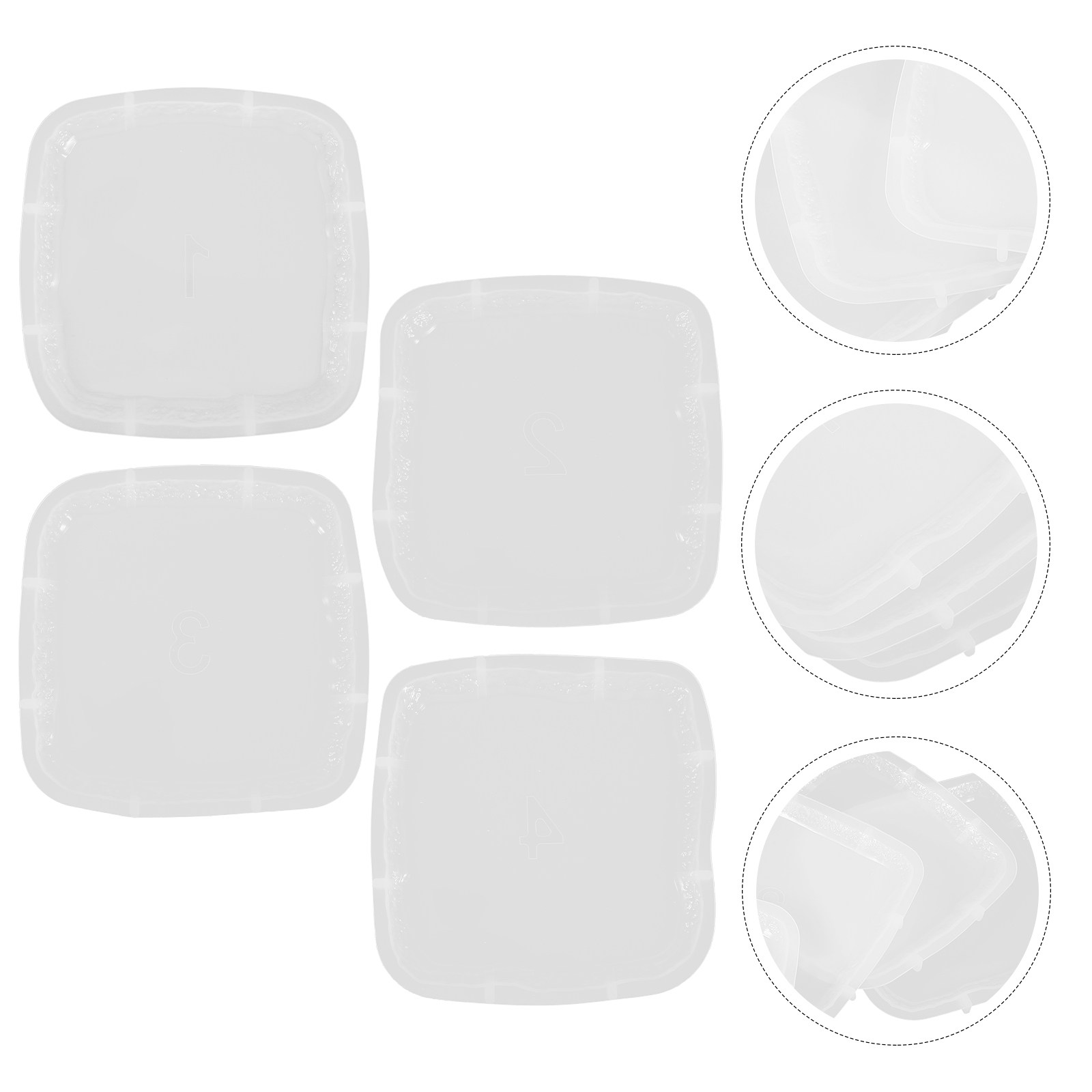 Coaster Mold Square - シリコン製コースター型4個組。大判の正方形で、レジン（樹脂）の型取りに使用。DIYでコースターを手作りできる、エポキシ樹脂用の型。