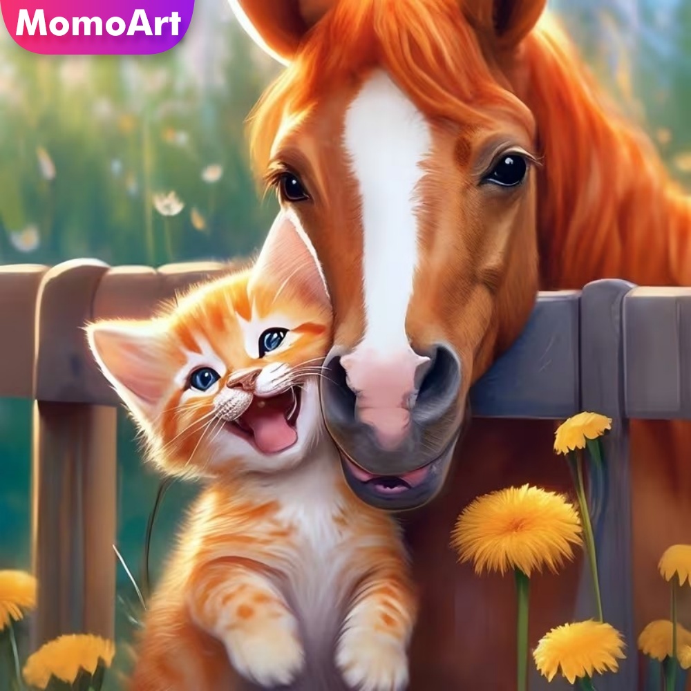 Resin Art Kit For Beginners - Momoart DIY ダイヤモンドモザイク馬クロスステッチキットアートダイヤモンドペインティング猫動物パターン大人初心者向け手作りギフト