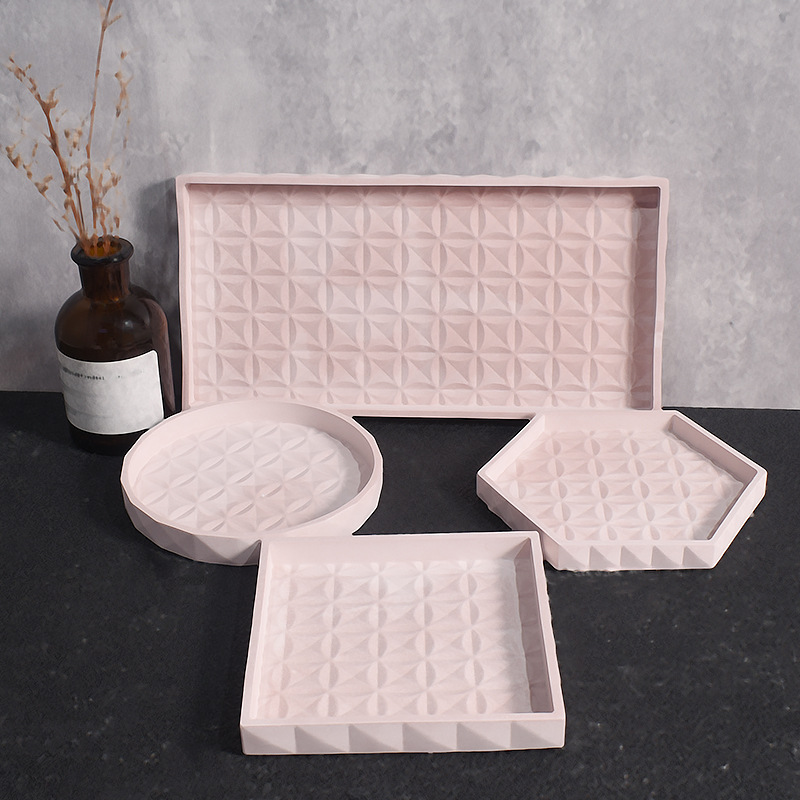 Coaster Mold Square - 収納トレイシリコンモールドDIY丸型正方形長方形コースターコンクリートトレイ型セメント石膏樹脂トレイ型ホームデコレーション