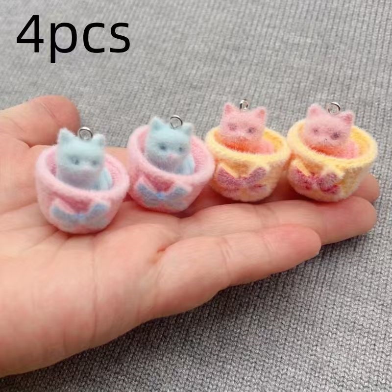 4個入り3Dぬいぐるみ樹脂製猫ペンダント、DIYジュエリー製 - Resin Art Materials Wholesale のレビューと価格