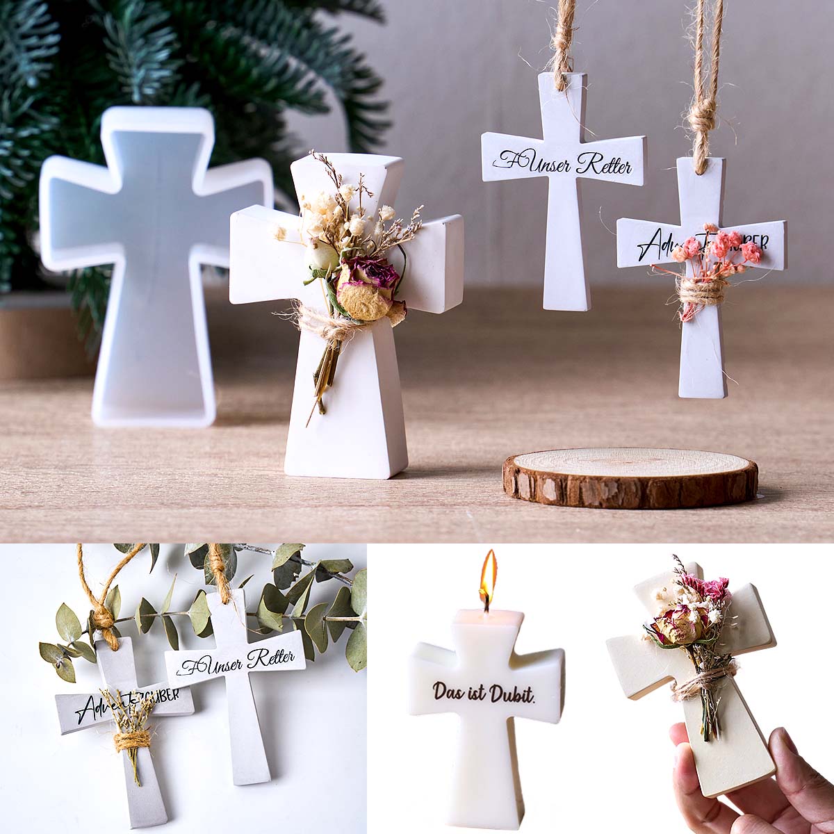 クロスシリコーンキャンドルモールド DIY クリスマスオーナ - Coaster Mold Square のレビューと価格