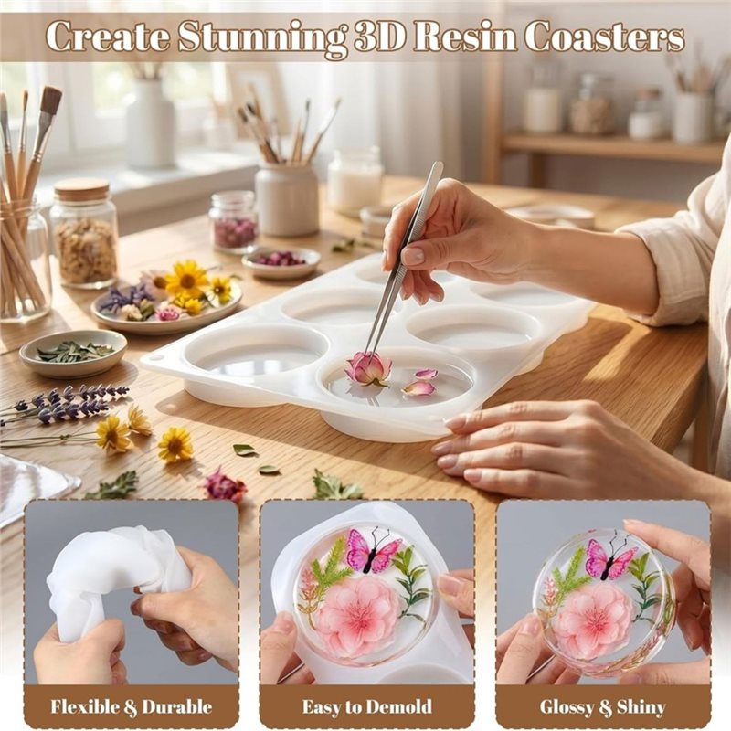 [ABFI!】 DIYエポキシアートクラフト用樹脂型-24キ - Coaster Mold Square のレビューと価格