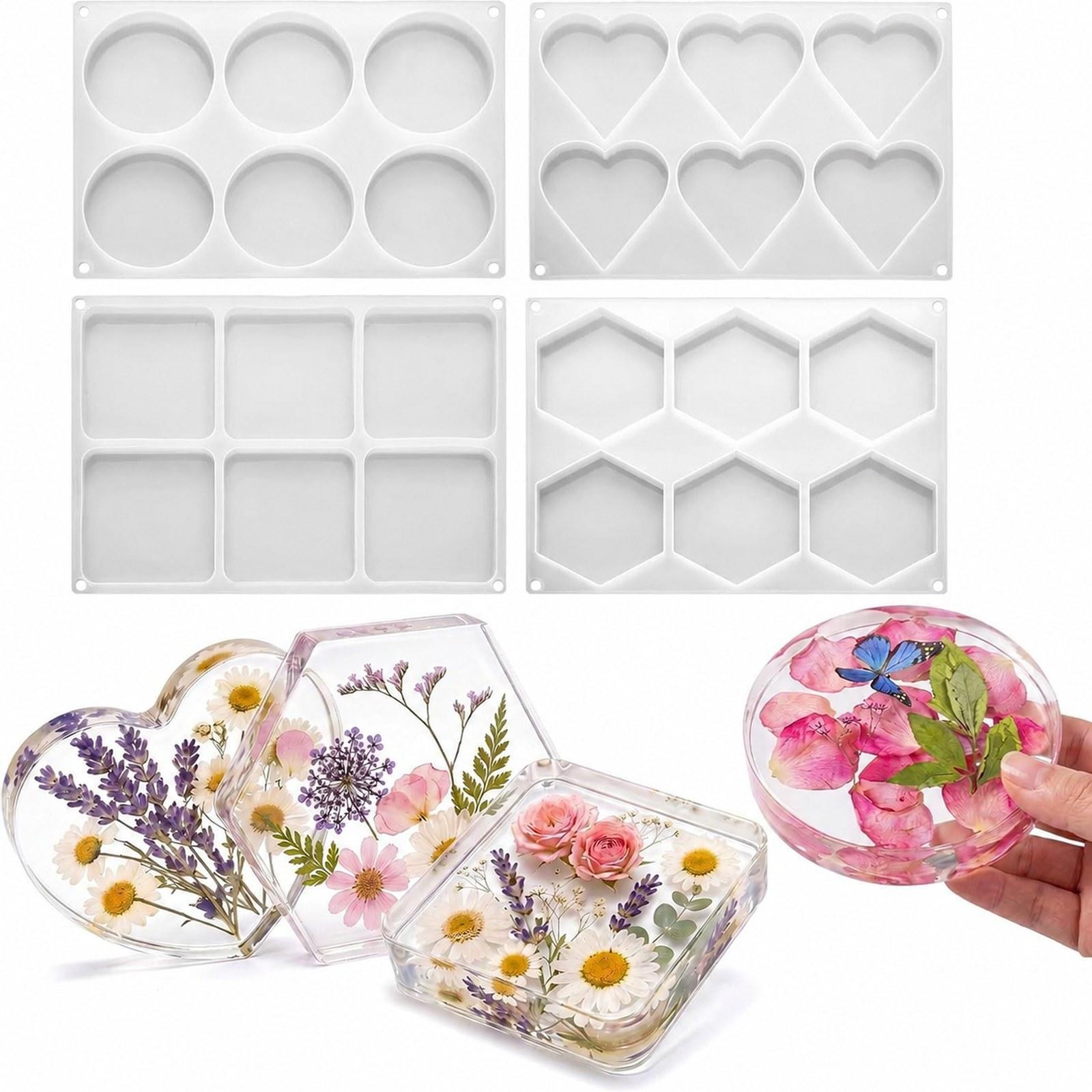4個入り 深型レジンコースターモールド レジンエポキシDIY - Coaster Mold Square のレビューと価格