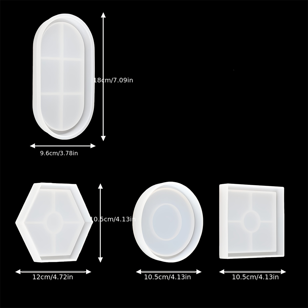 収納用シリコンモールド,4つのシリコンパーツのセット,楕円形 - Coaster Mold Square のレビューと価格