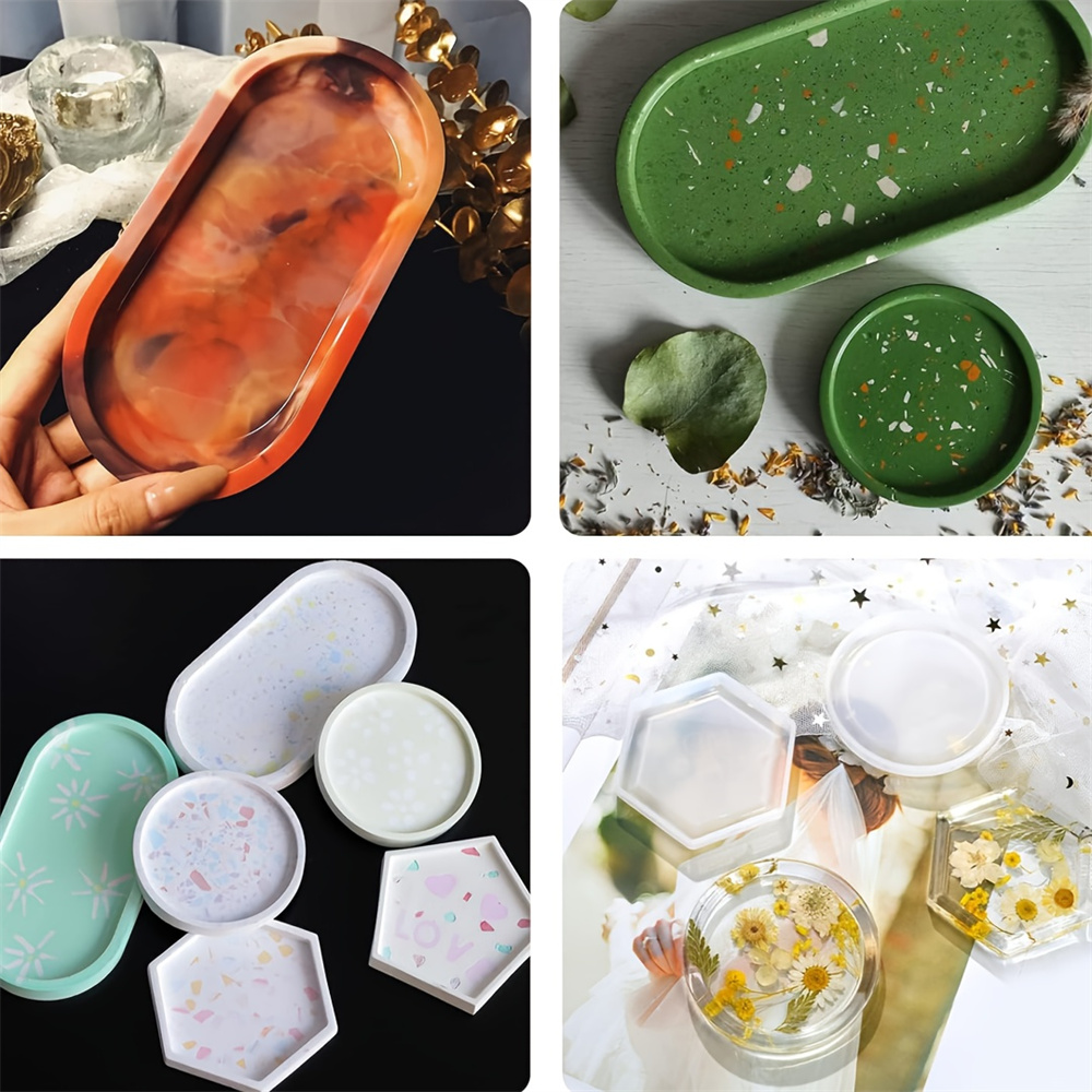 収納用シリコンモールド,4つのシリコンパーツのセット,楕円形 - Coaster Mold Square のレビューと価格