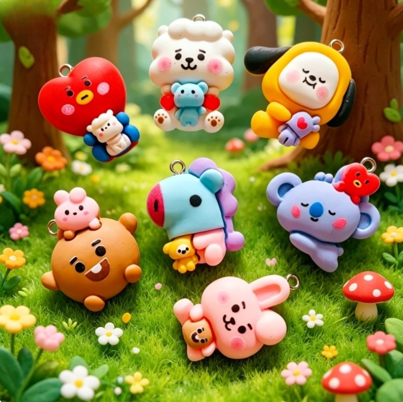 7 個 BT21 樹脂漫画チャーム DIY アクセサリークラ - Resin Art Materials Wholesale のレビューと価格