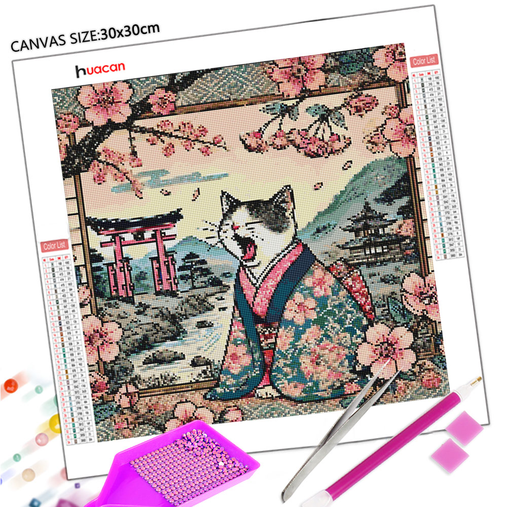 Huacan新作2026ダイヤモンドペインティング猫桜ダイヤ - Resin Art Kit For Beginners のレビューと価格
