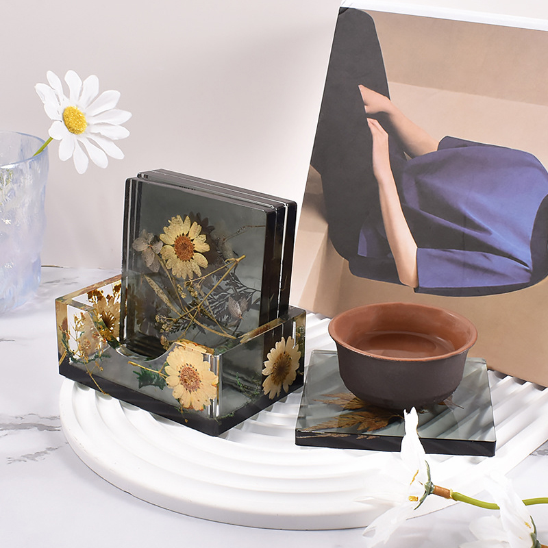 エポキシ樹脂製収納ボックス,円形,正方形,八角形,トレイ製造 - Coaster Mold Square のレビューと価格