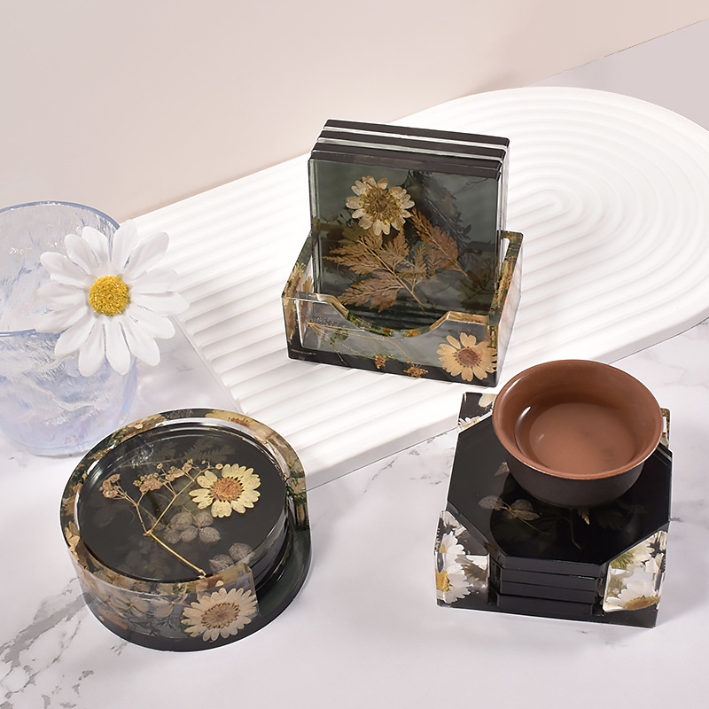 エポキシ樹脂製収納ボックス,円形,正方形,八角形,トレイ製造 - Coaster Mold Square のレビューと価格