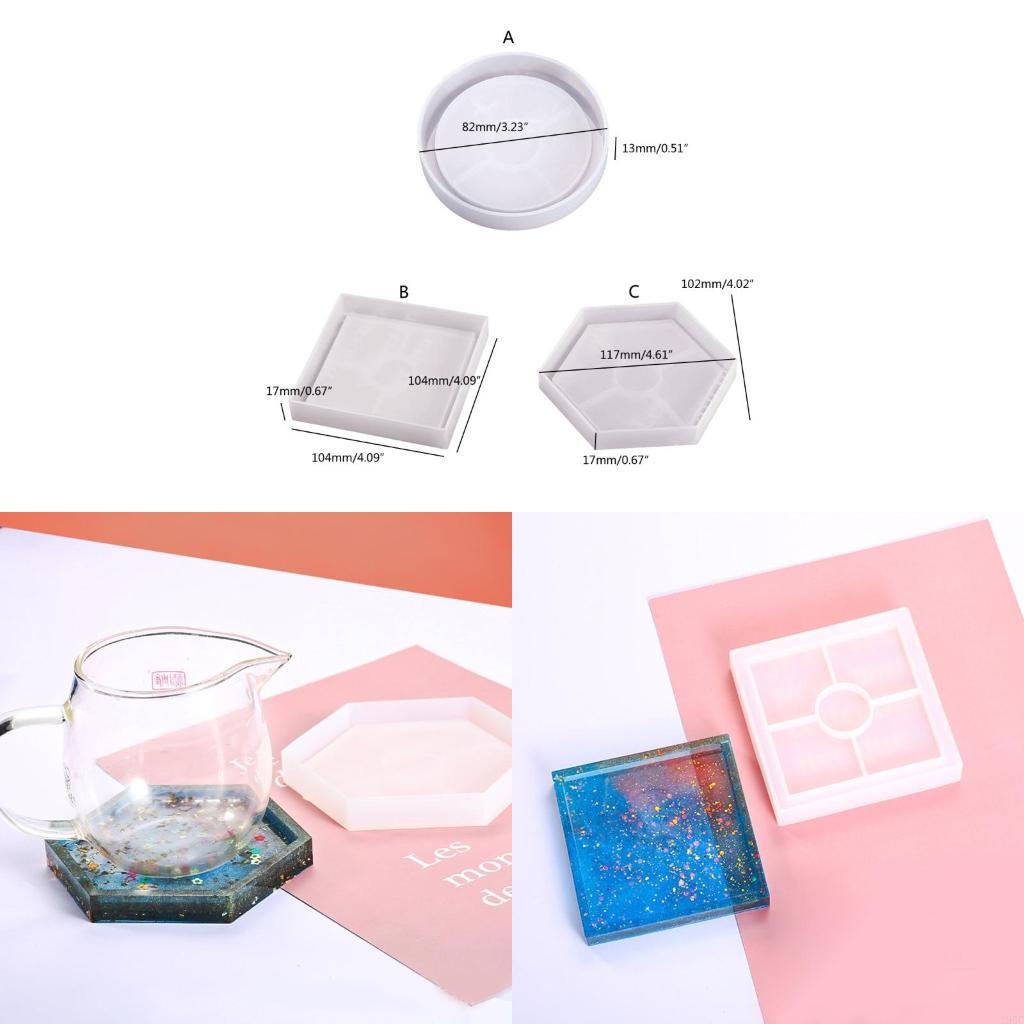 195C エポキシ樹脂プレースマットコースター型は人工瑪瑙ピ - Coaster Mold Square のレビューと価格