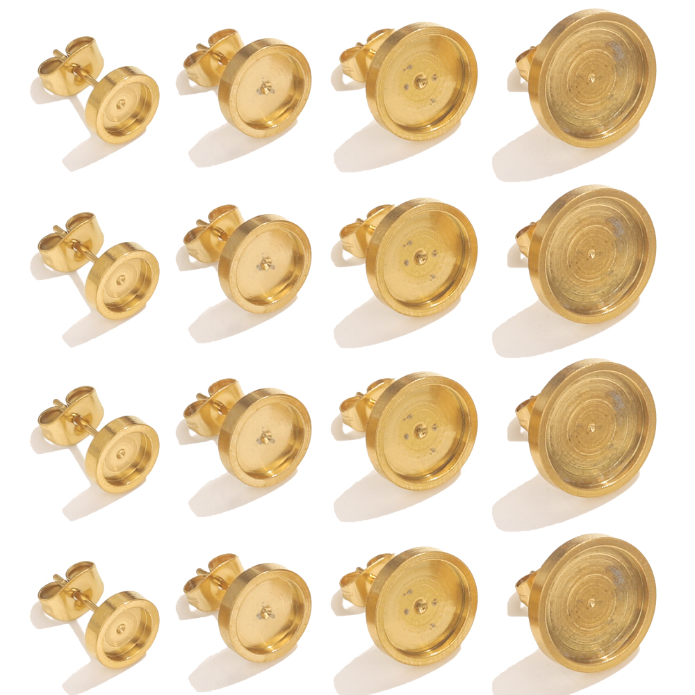 10 個ステンレス鋼ゴールドイヤリングスタッドバックカボショ - Resin Art Materials Wholesale のレビューと価格